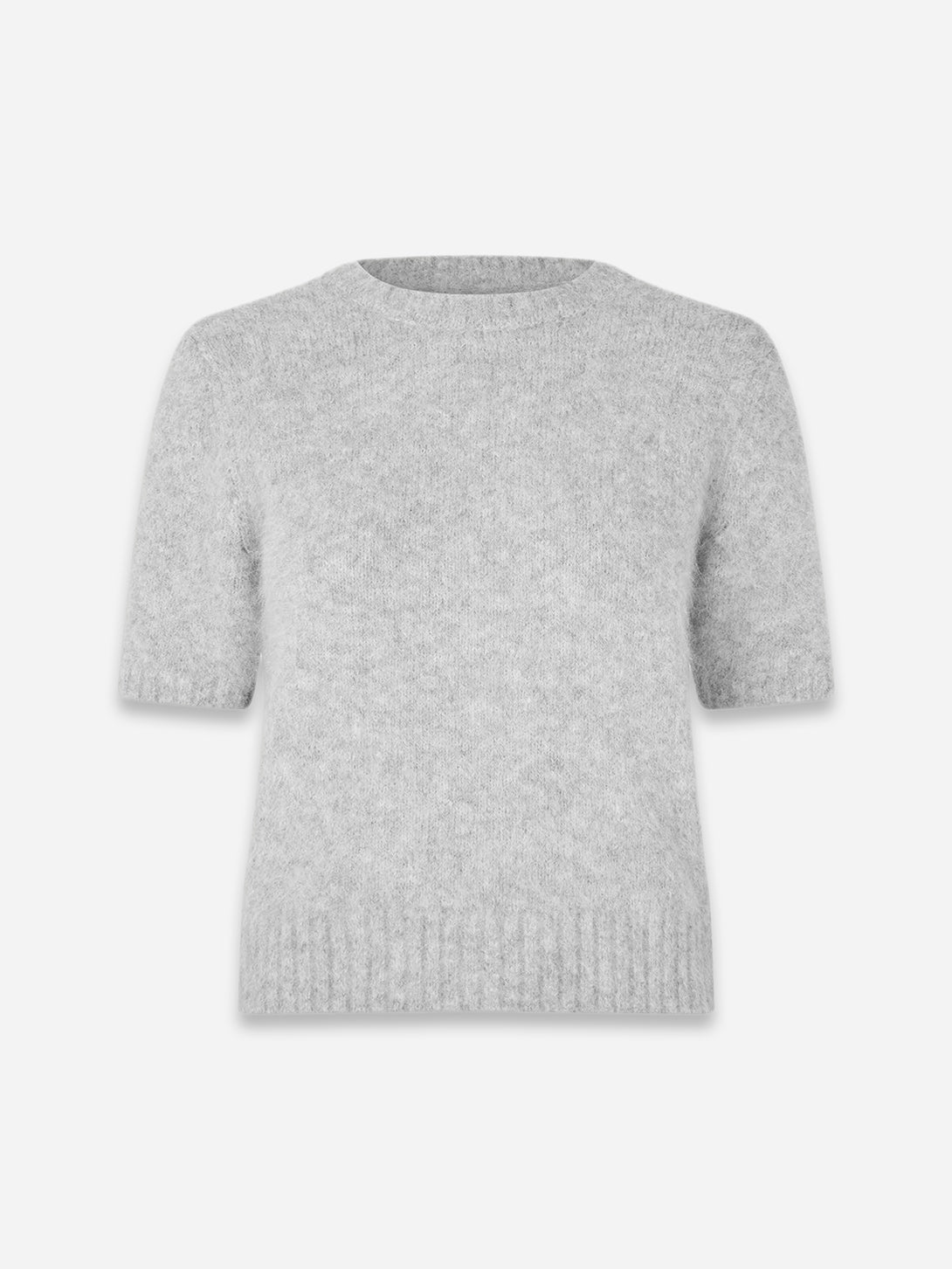 Light Grey Mel Sajeanne Top Womens Alpaca Short Sleeve Crewneck Top Samsoe Samsoe 