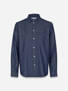Salute Saryan P Shirt Mens Button Up Collared Indigo Denim Shirt Samsoe Samsoe