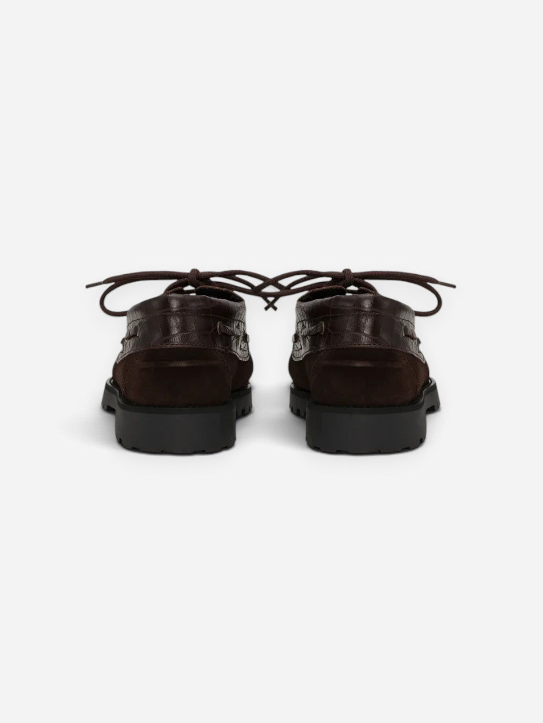 Mole Brown Croco Mix Boatshoe Mens Boatshoe Flat Les Deux 