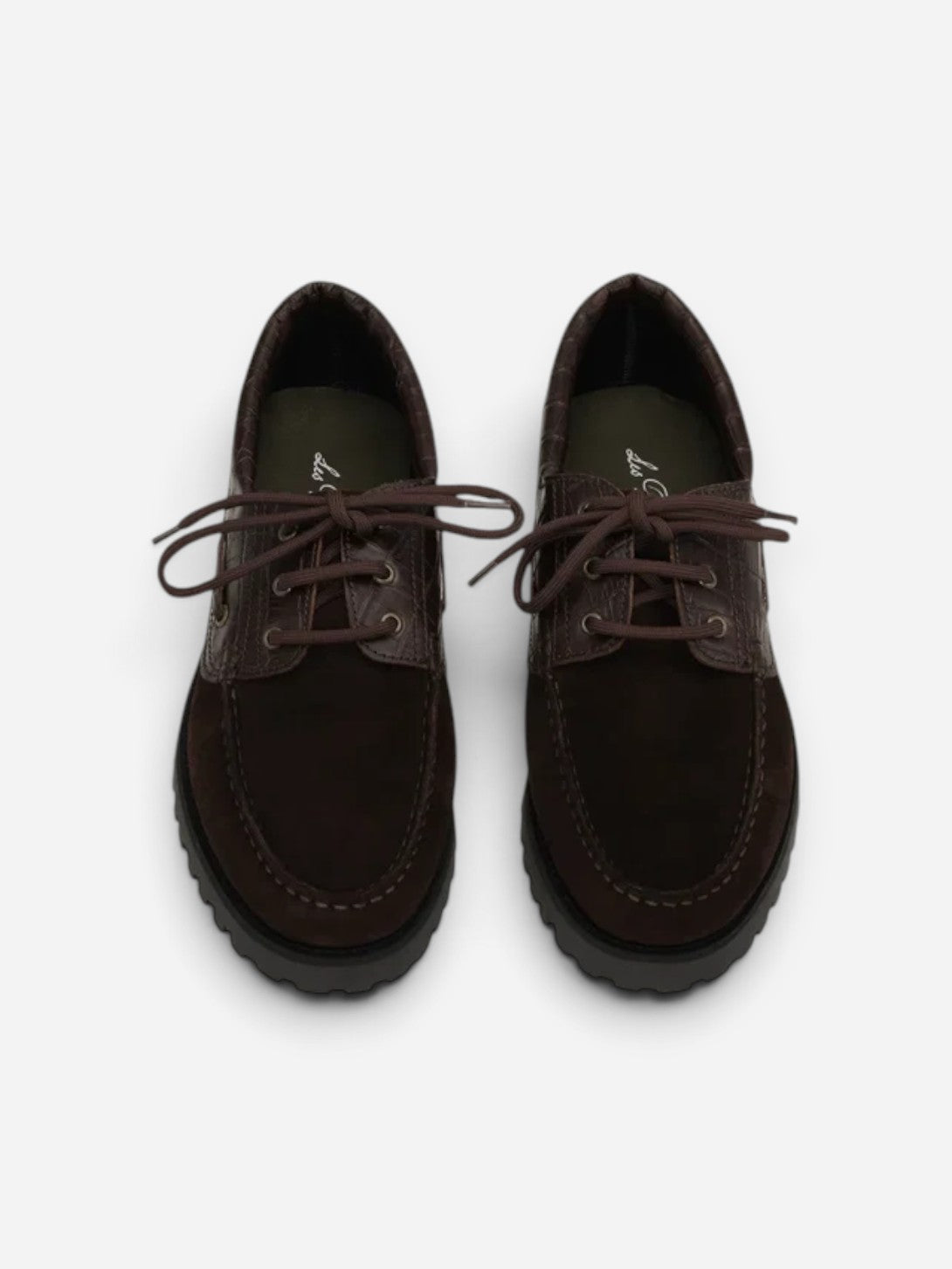 Mole Brown Croco Mix Boatshoe Mens Boatshoe Flat Les Deux 