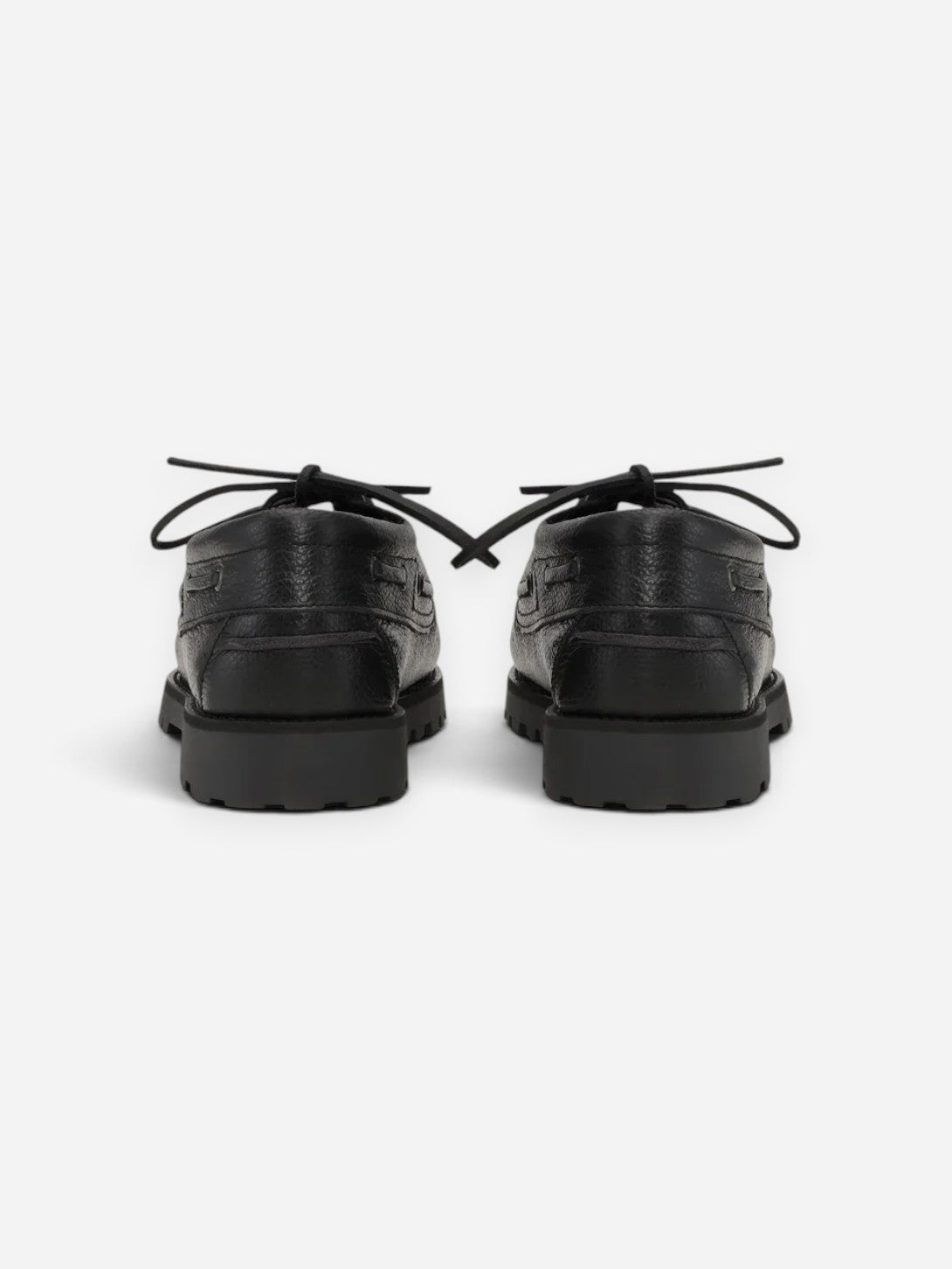 Black Grain Leather Boat Shoe Mens Black Leather Boat Shoes Les Deux