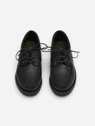 Black Grain Leather Boat Shoe Mens Black Leather Boat Shoes Les Deux