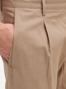 KHAKI Niles Slub Trousers Mens Pleated Summer Lightweight Pant