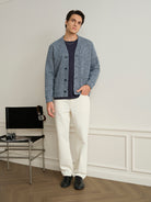 Navy Byron Cloud-Knit Cardigan Mens Knit Cardigan Soft Cotton Outerwear Button Up Cardigan ONS Clothing