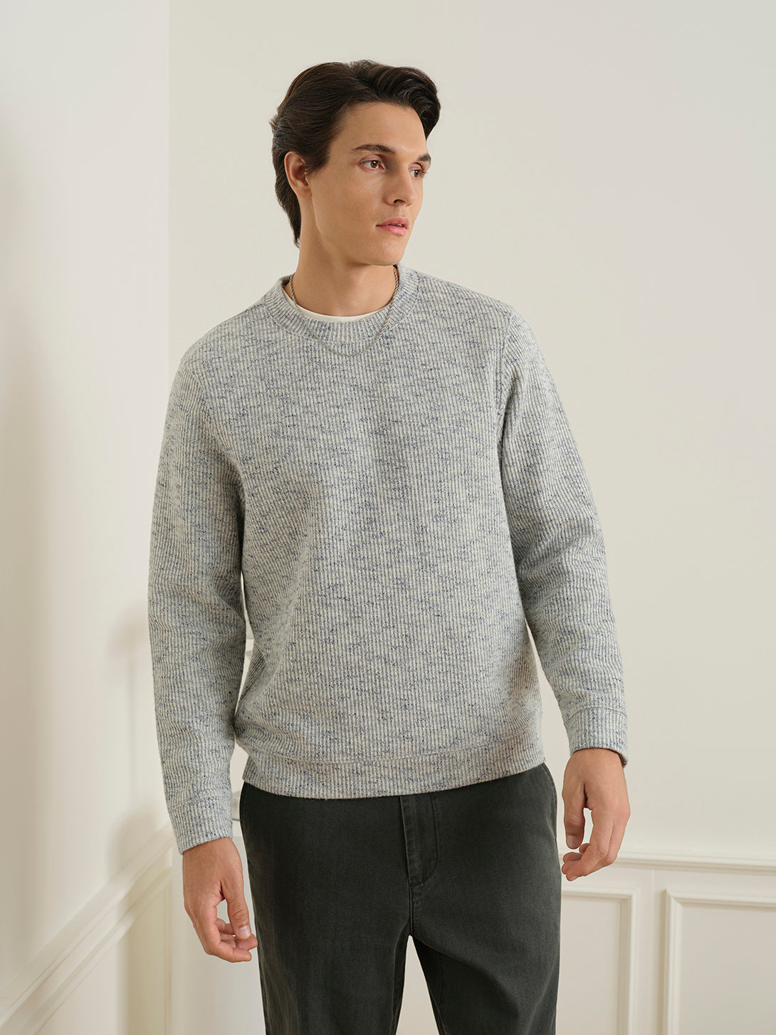 Cloudy Grey Astor Cloud-Knit Sweatshirt Mens Lightweight Pullover Sweatshirt ONS Clothing