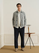 Lt Grey Heather Remi Tweedy Jacket Mens Button Up Light Jacket Mens Outerwear Pocketed Chore Jacket ONS Clothing