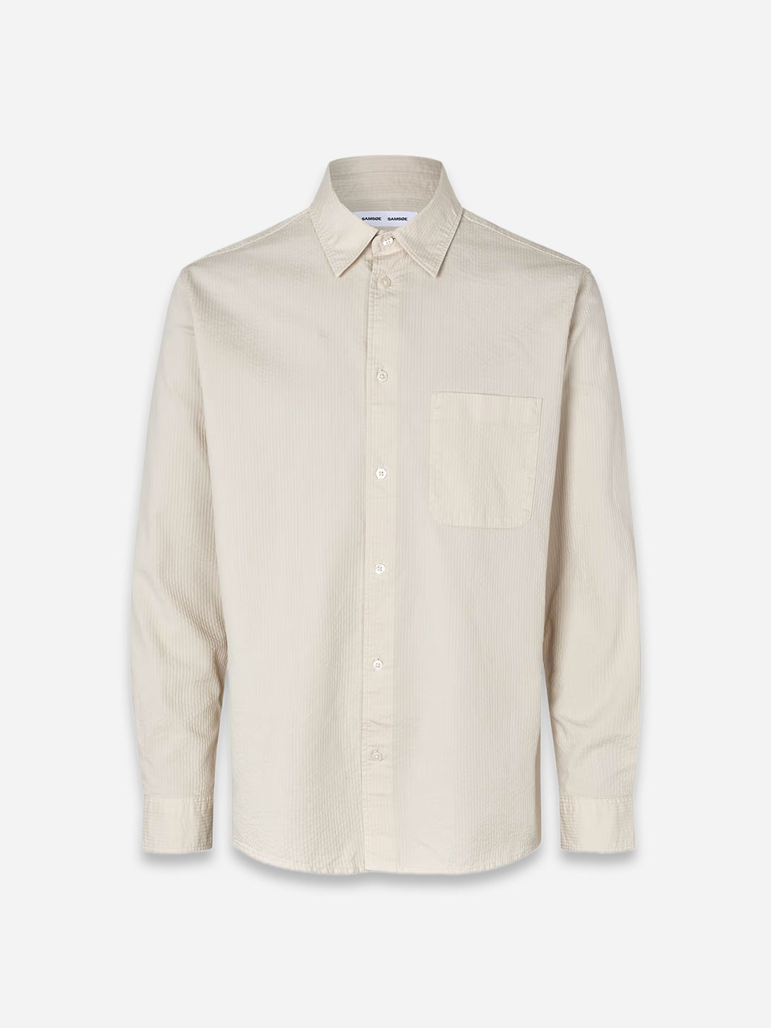 Silver Birch Sadamon J Shirt Mens Samsoe Samsoe Long Sleeve Button Up Collared Shirt 