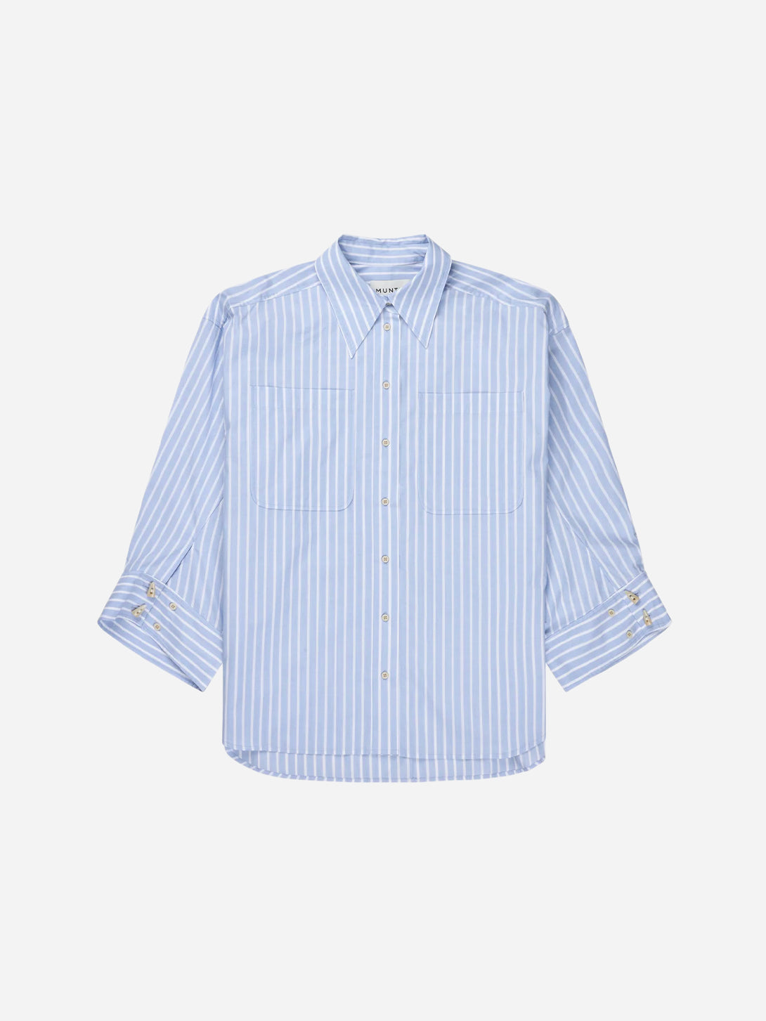Light Blue Lynne Womens Munthe Striped Overshirt Collared Long Sleeve 