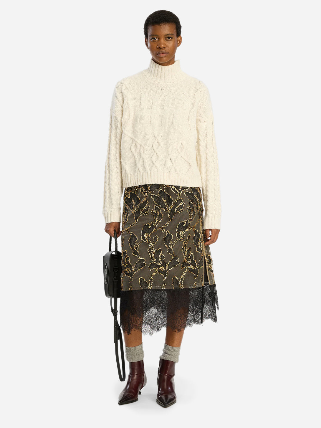 Gold Latosha Munthe Womens Skirt Mid Skirt 