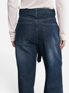 Dark Wash Belted Wide Leg Jean Womens Jeans Marle Clothing