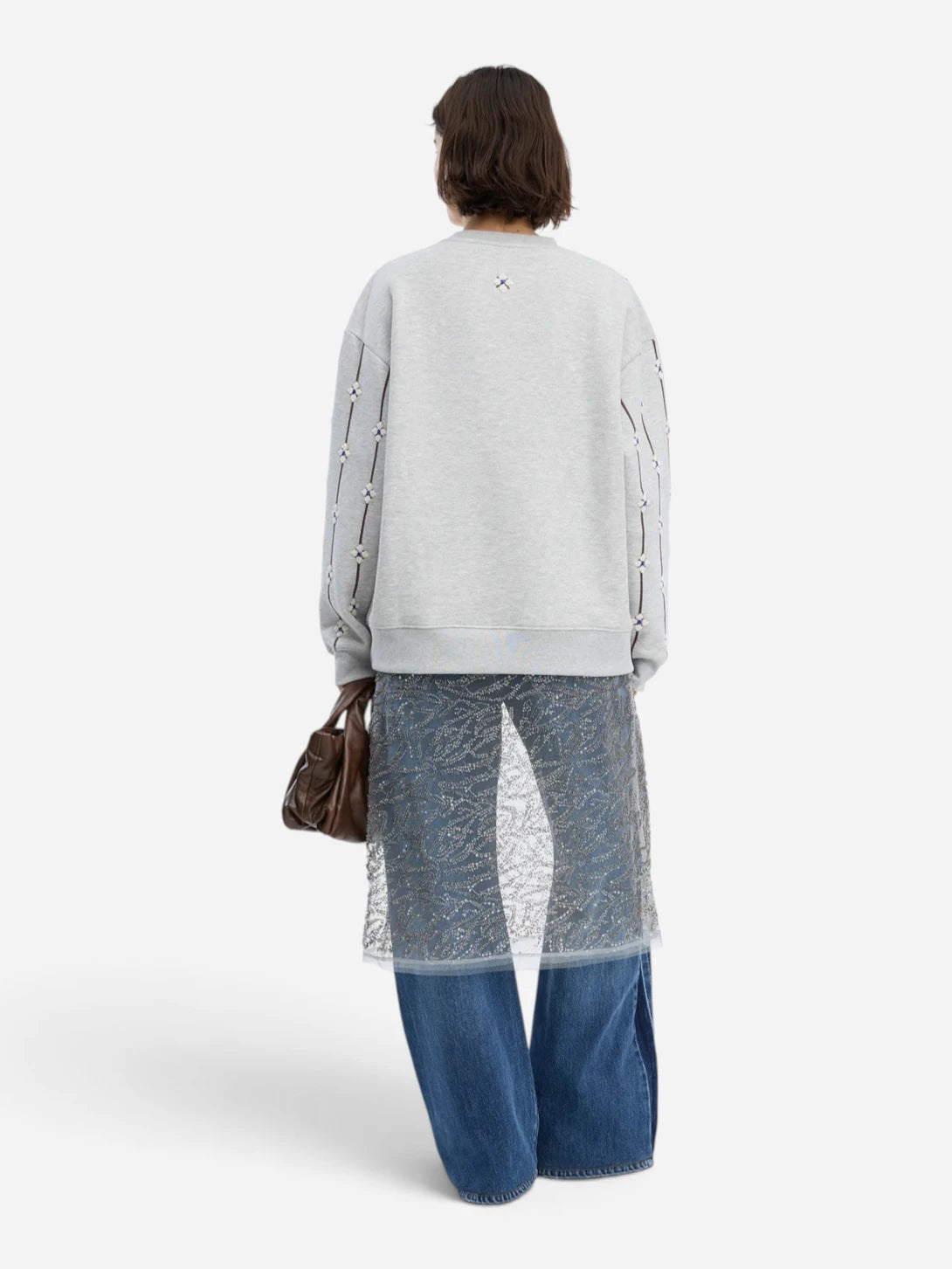Light Grey Vesicle Womens Pullover Pattern Print Sweatshirt Munthe Clothing