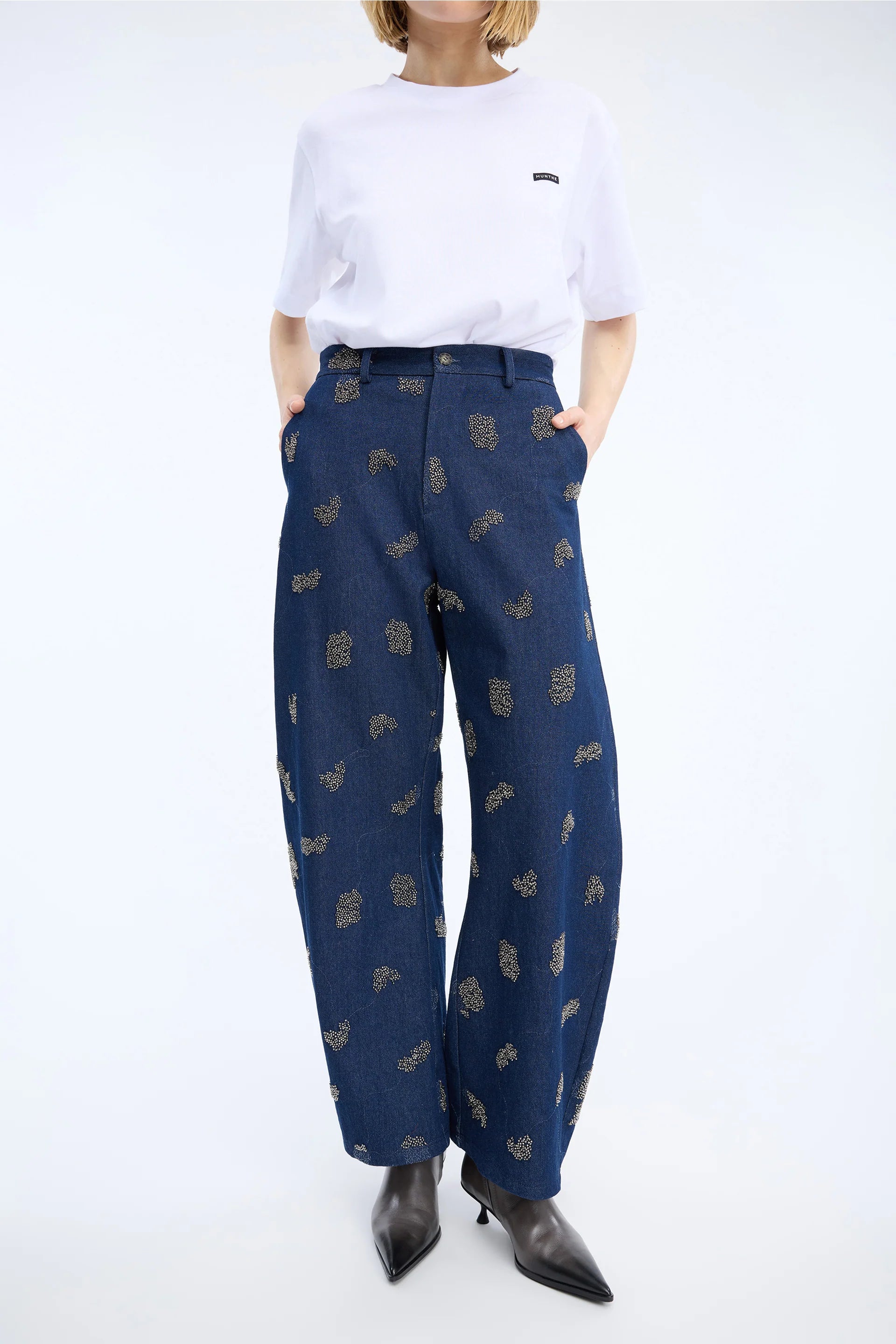 Navy Vasler Womens Graphic Denim Jeans Munthe Clothing