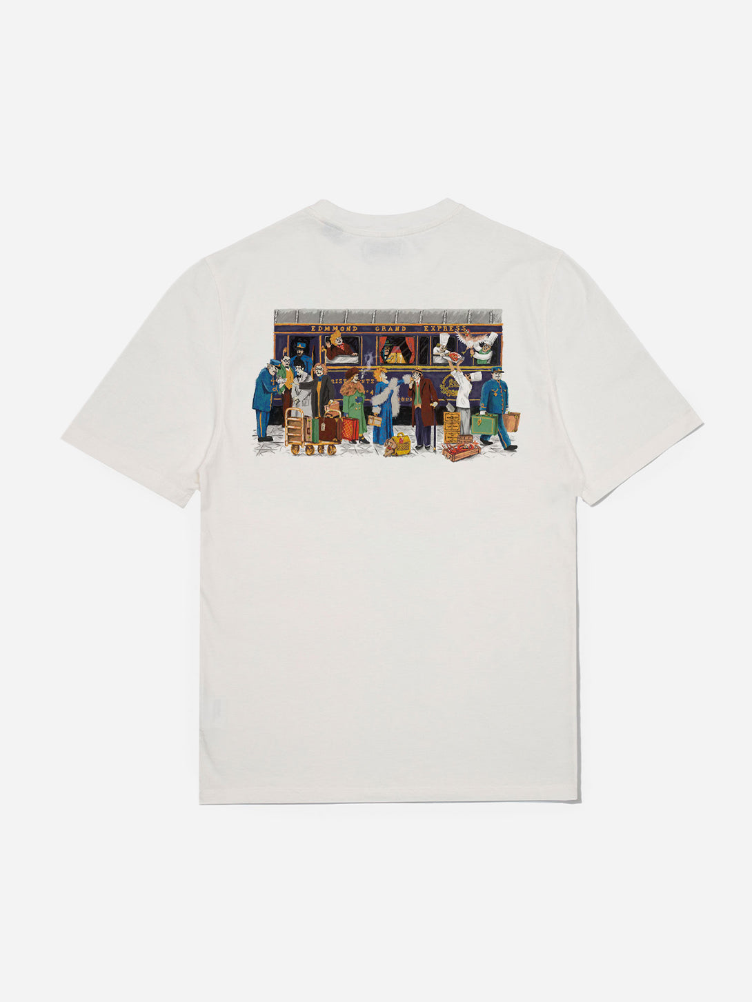 White Orient Express Mens Edmmond Studios White Printed T Shirt Short Sleeve Tee 