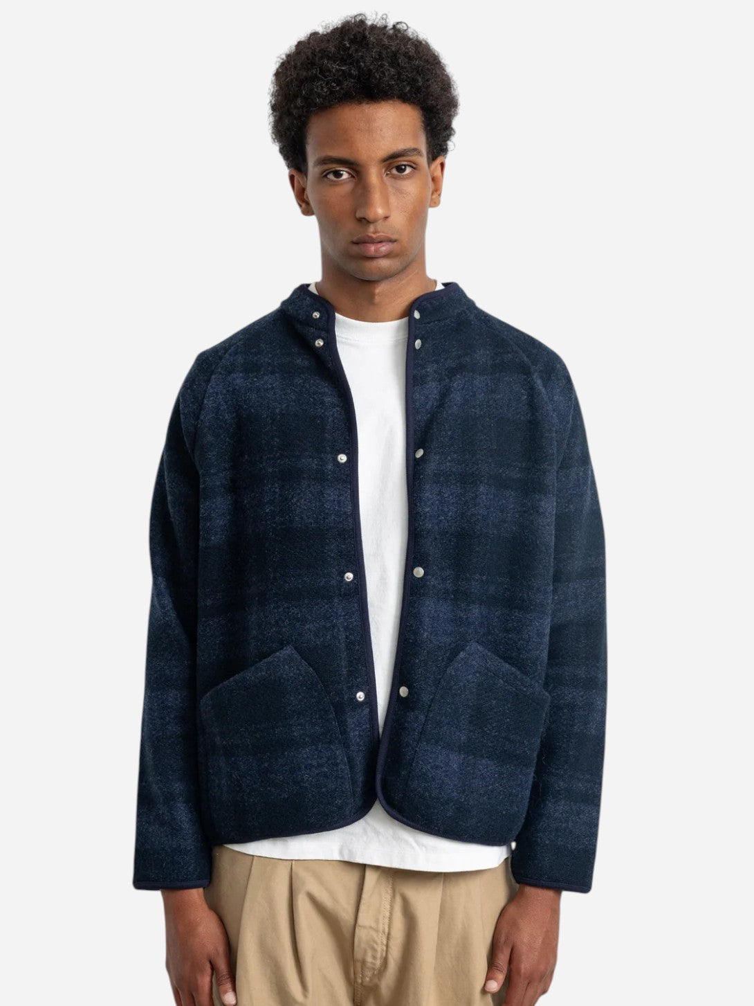 Plain Navy Atelier Jacket Mens Warm Checkered Jacket Edmmond Studios