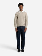 Plain Taupe Paris Polo Mens Knit Long Sleeve Polo Edmmond Studios