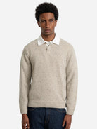 Plain Taupe Paris Polo Mens Knit Long Sleeve Polo Edmmond Studios
