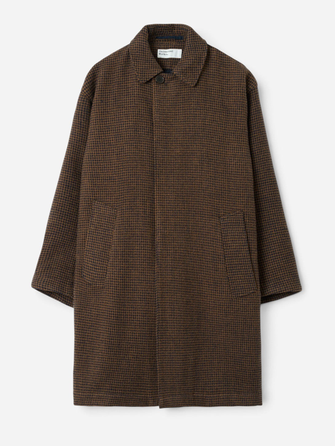 Navy/Brown Stan Coat Mens Wool Overcoat Universal Works 