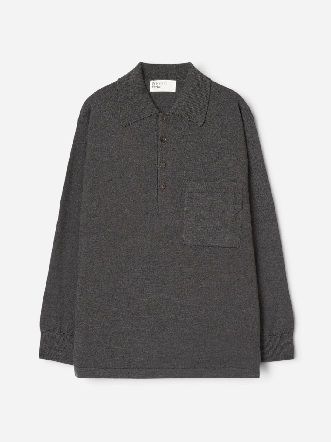 Charcoal L/S Pullover Knitwear Mens henley Pullover Universal Works