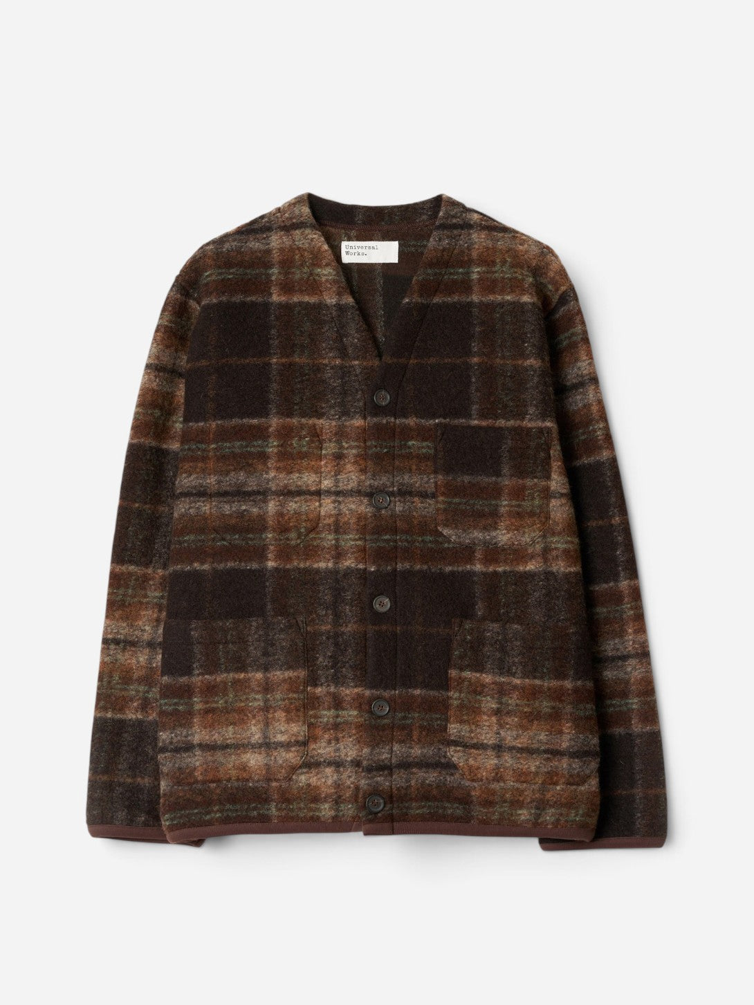 Brown Cardigan Mens Checkered Cardigan Universal Works 