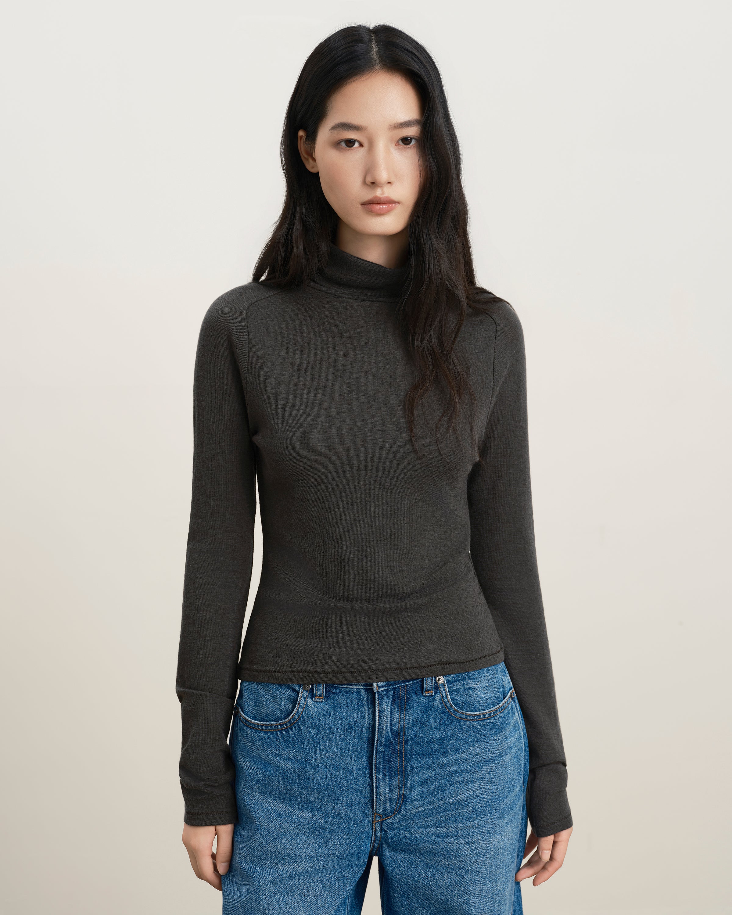 Raven Raglan Turtleneck Wool Top Womens Wool Turtleneck Top Future Classics