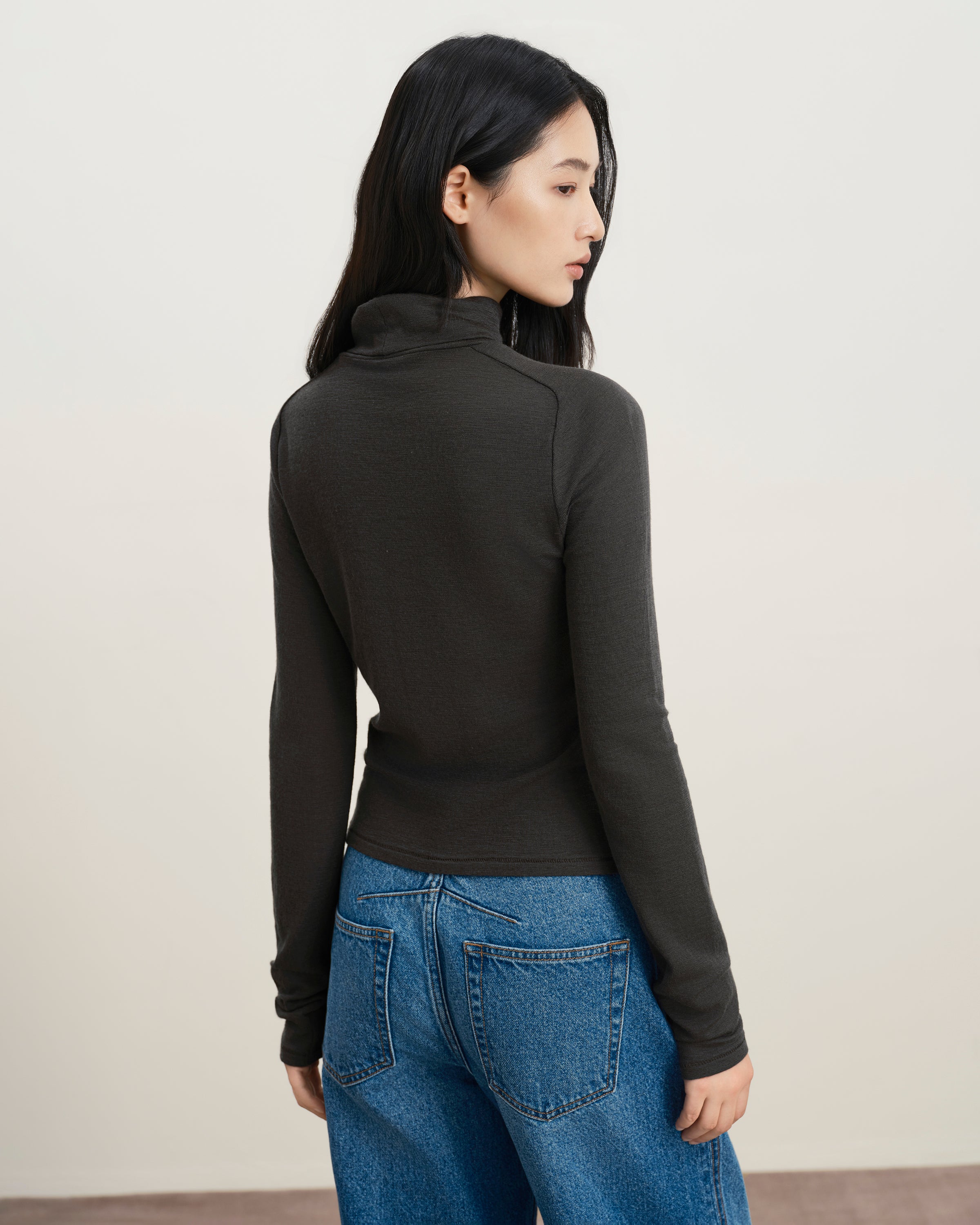 Raven Raglan Turtleneck Wool Top Womens Wool Turtleneck Top Future Classics