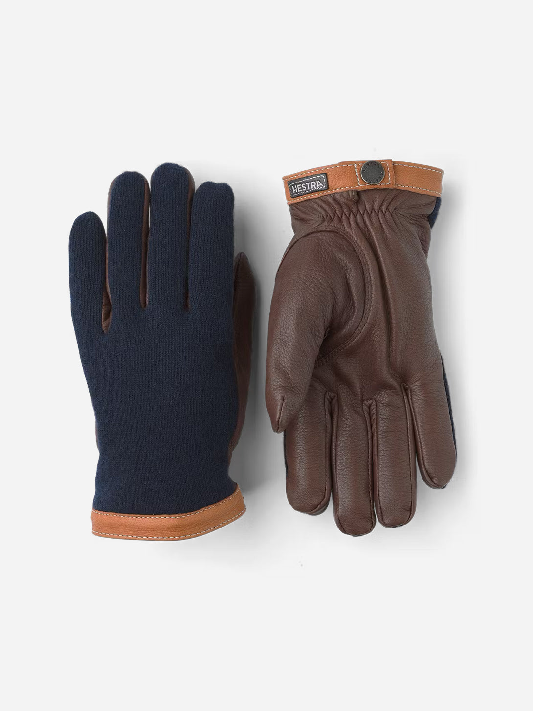 Navy/Chocolate Deerskin Wool Tricot Hestra Gloves