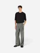 Blanc de Blanc Triple Pleated Static Trouser Krost Gray Pleated Trousers Krost Clothing