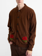 Plain Chcolate Doppel Cardigan Mens Knit Cardigan Edmmond Studios Brown Wool Cashmere 