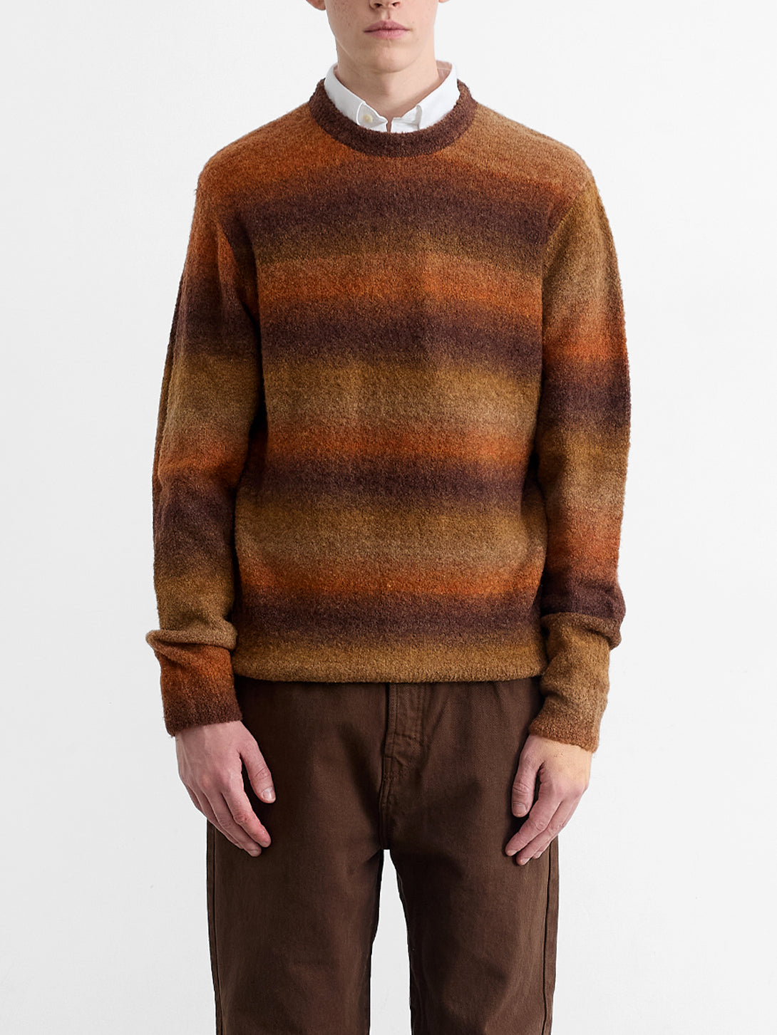 Plain Chocolate Oregon Sweater Mens Crewneck Sweater Edmmond Studios Stripes Wool Sweater 