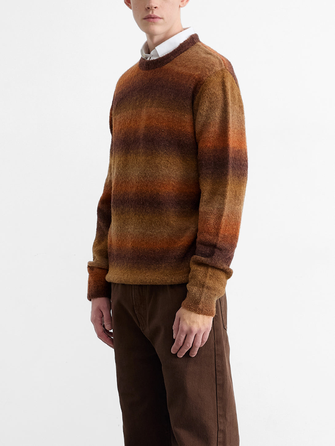 Plain Chocolate Oregon Sweater Mens Crewneck Sweater Edmmond Studios Stripes Wool Sweater 