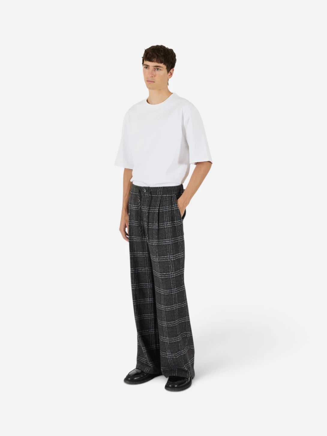 Night Sky Eco Half Elastic Plaid Pant mens Checkered Pleated Pants Krost Clothing