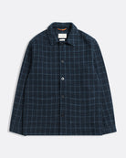 Navy/Blue Bisset Jacket - Windowpane Jacquard Mens Patterned Layering Jacket Button Up Far Afield Mens 