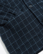 Navy/Blue Bisset Jacket - Windowpane Jacquard Mens Patterned Layering Jacket Button Up Far Afield Mens 