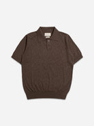 Sun Swirls - Dark Brown Belser Knitted SS Polo Far Afield Mens Knitted Polo Brown Pattern Polo