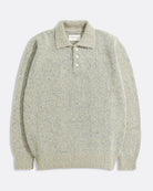 Stone Fleck Kier Knitted Polo Mens Soft Knitted Polo Collared three Button Closure Multicolor Far Afield 