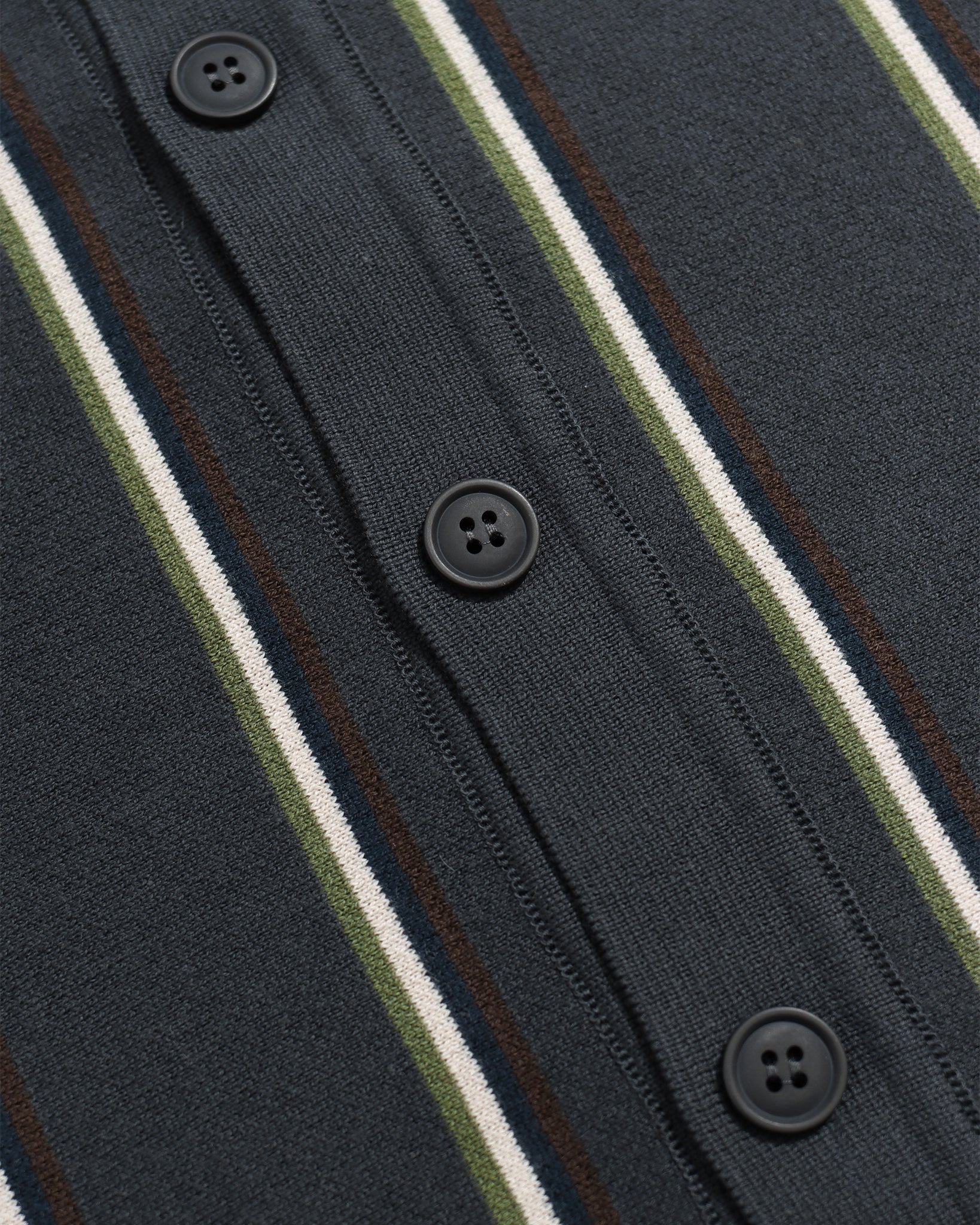 Grey Stripe Multi Zigger Cardigan - Kuki Stripe Mens Knit Button Up Cardigan Polo Long Sleeve Stripe Pattern Mens Far Afield 