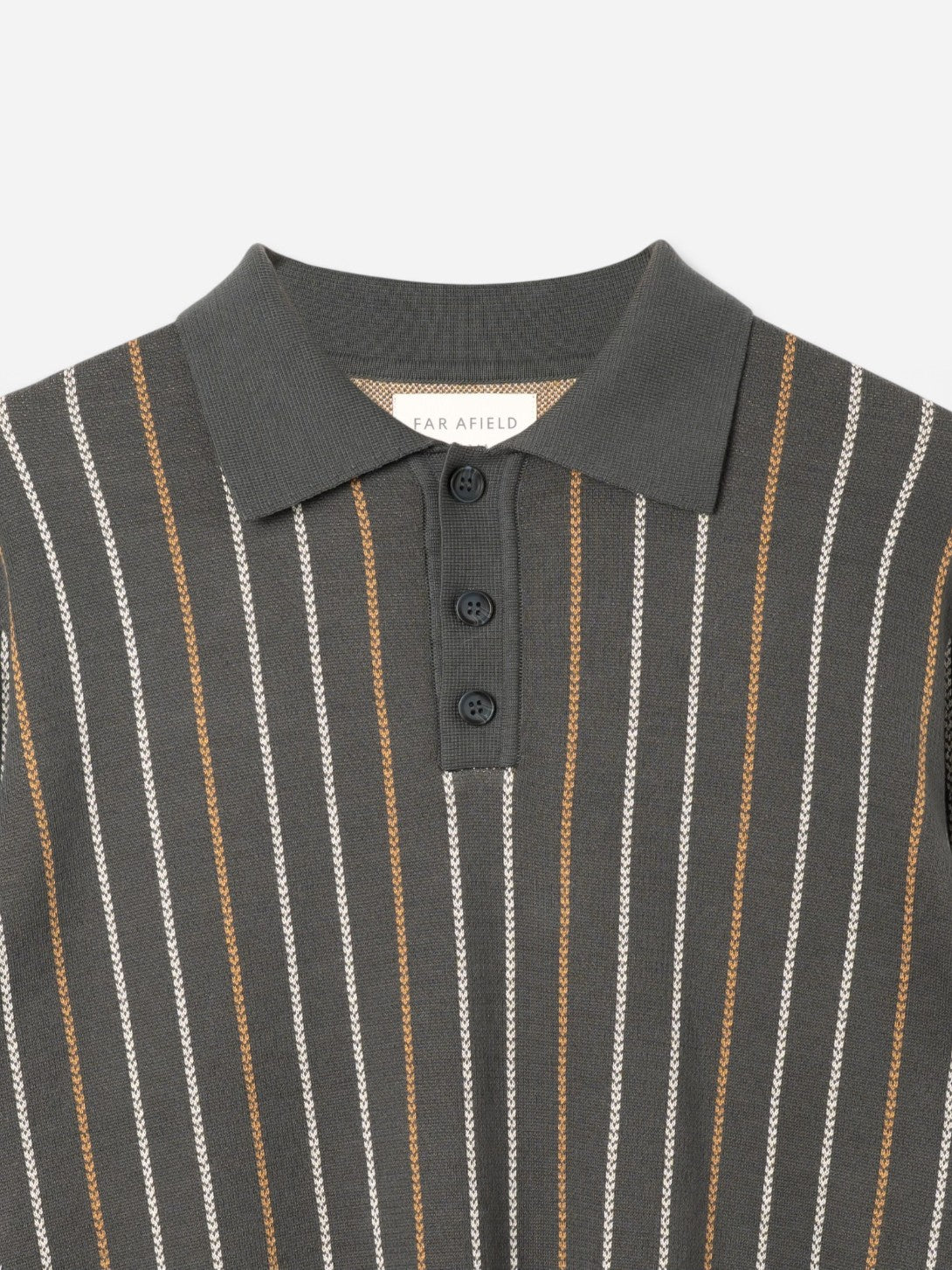 Grey Benny Knitted Polo Mens Long Sleeve Collared Polo Far Afield