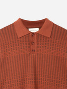 Burnt Orange Benny Knitted Polo Mens Long Sleeve Collared Polo Far Afield