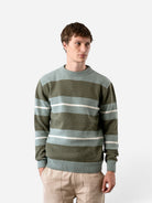 Aqua Blue/Green Combin Striped Knit Mens Pullover Sweater Far Afield 