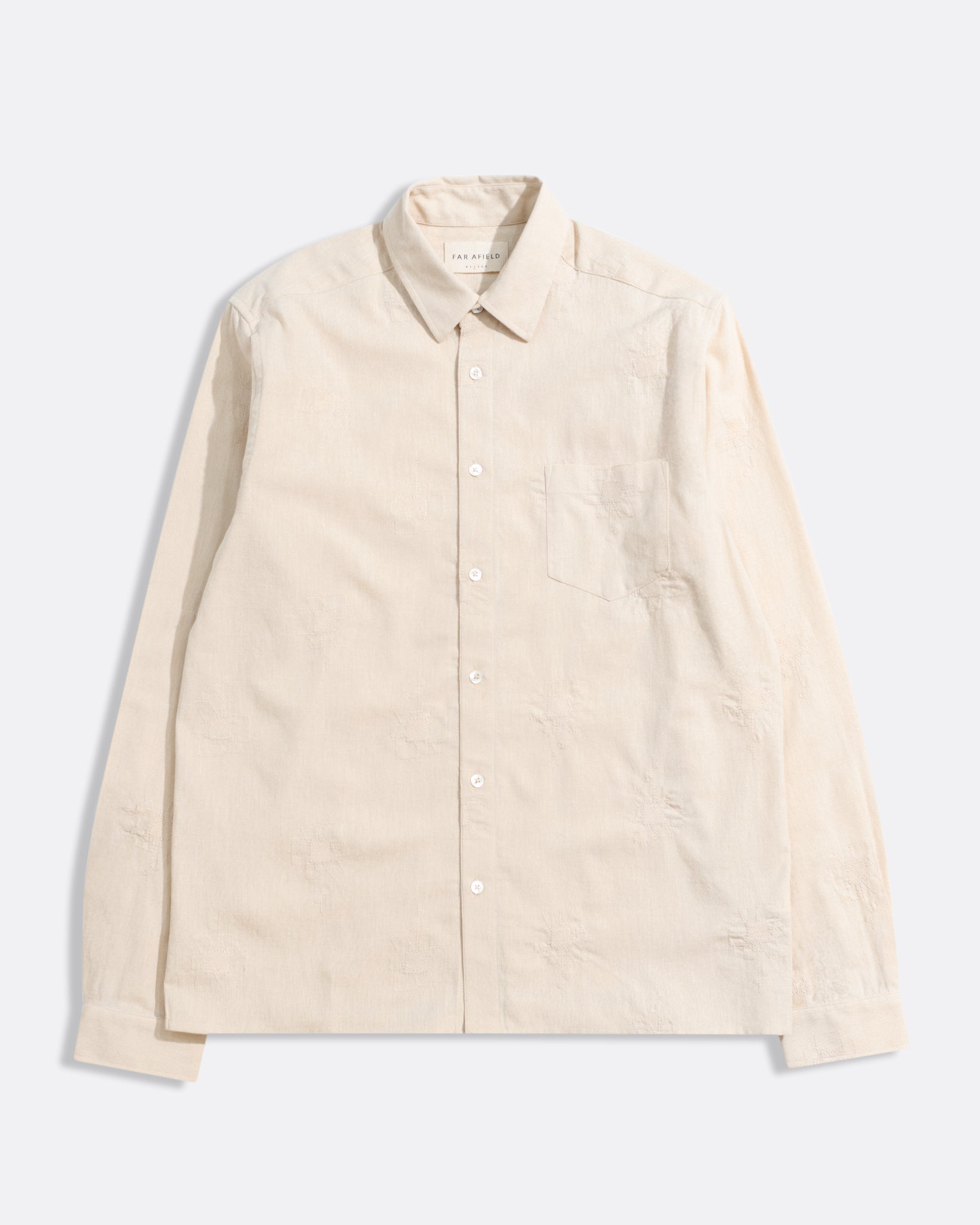 Stone Classic Shirt - Floral Embroidery Mens Far Afield Casual Button Up Shirt Embroidered Woven Shirt 