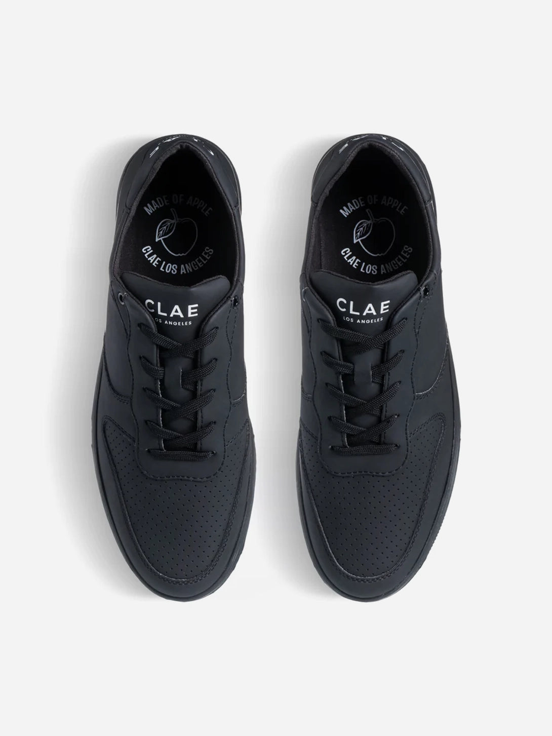 Triple Black Clae Apple Vegan Leather Mens Sneakers
