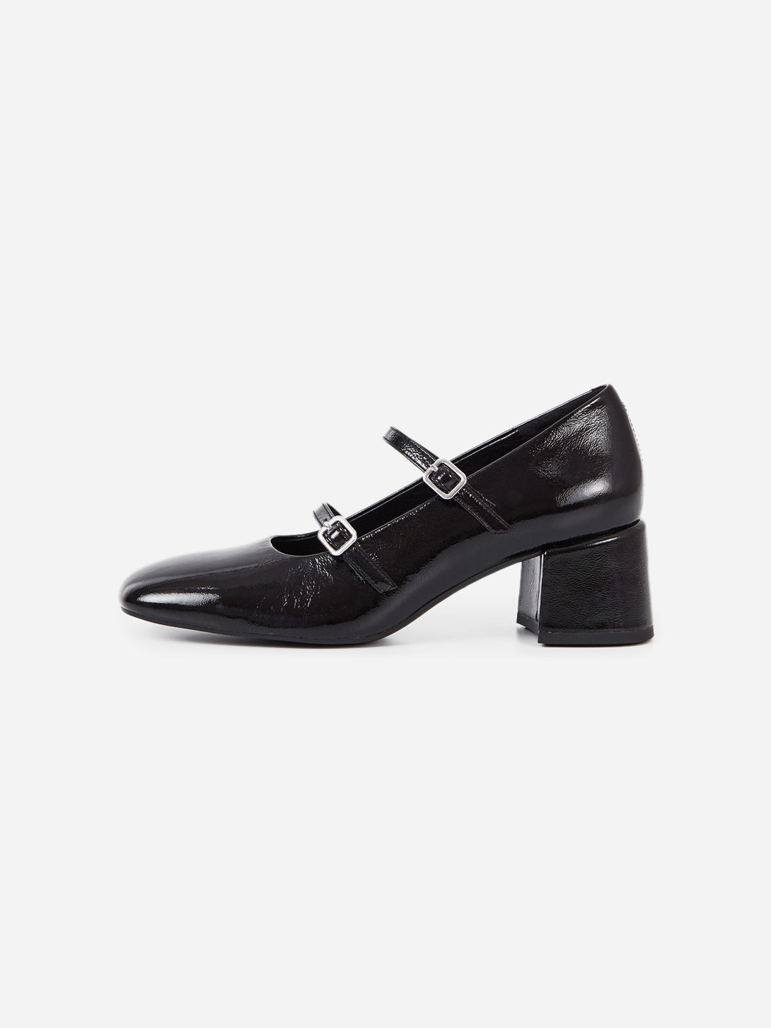 Black Adison Buckle Fastening Block Heels Vagabond
