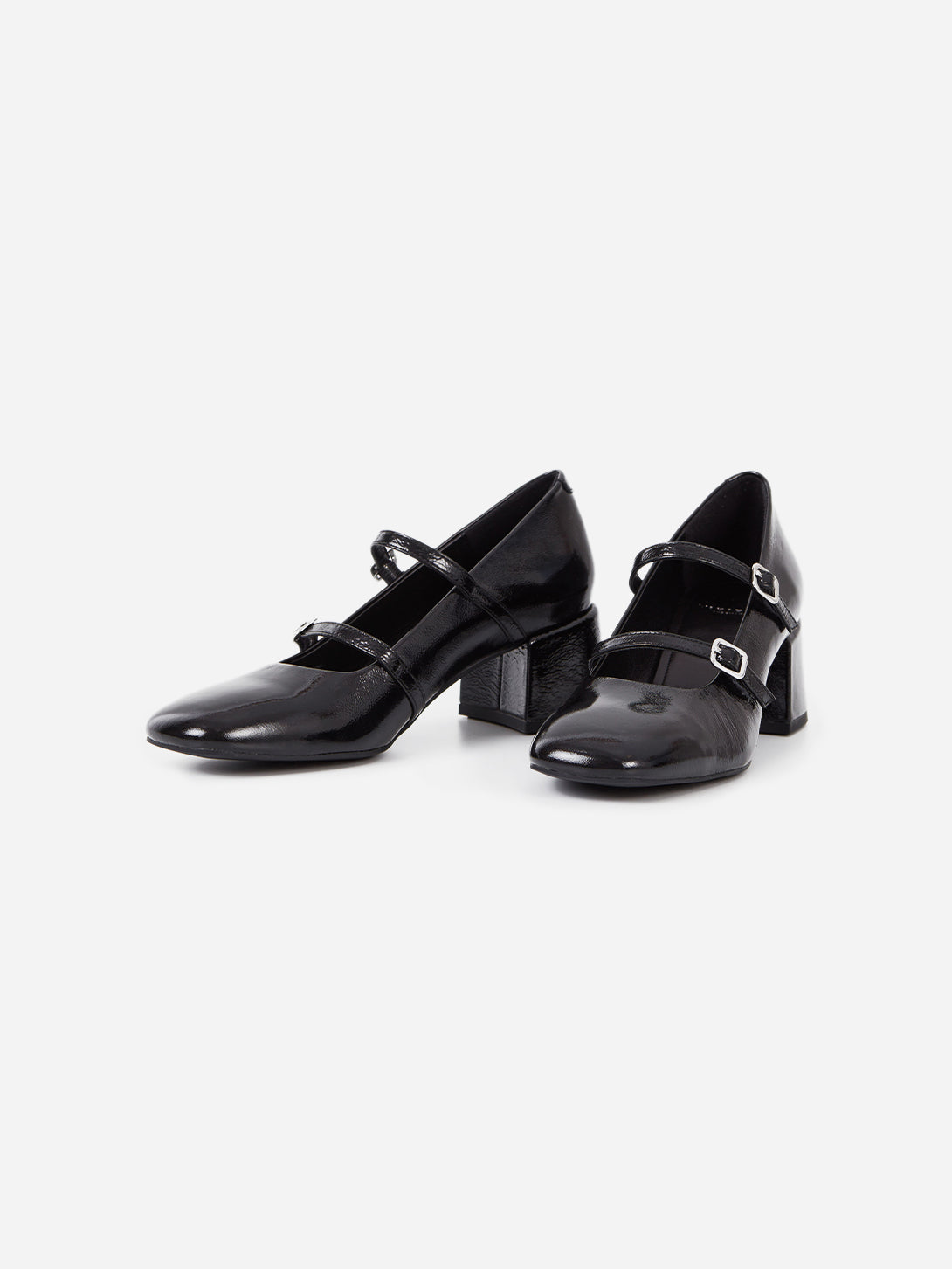 Black Adison Buckle Fastening Block Heels Vagabond