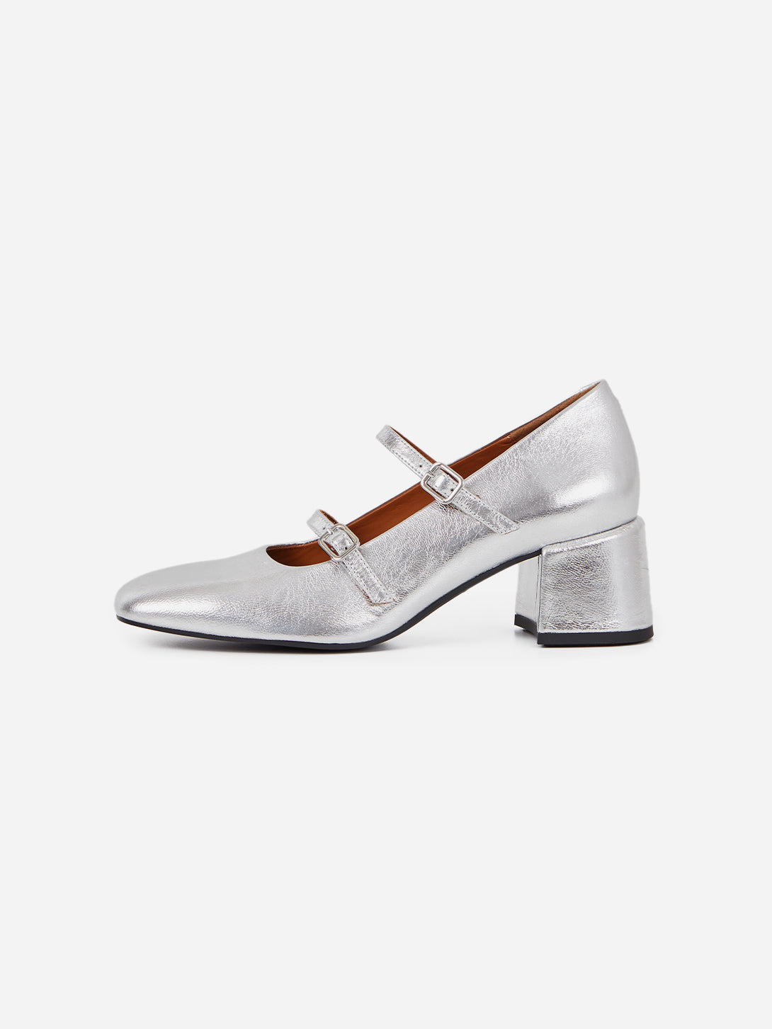 Silver Adison Buckle Fastening Block Heels Vagabond