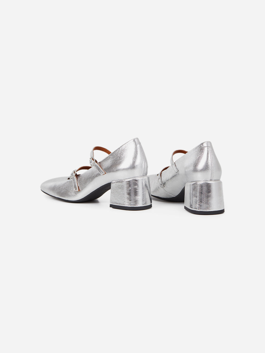Silver Adison Buckle Fastening Block Heels Vagabond