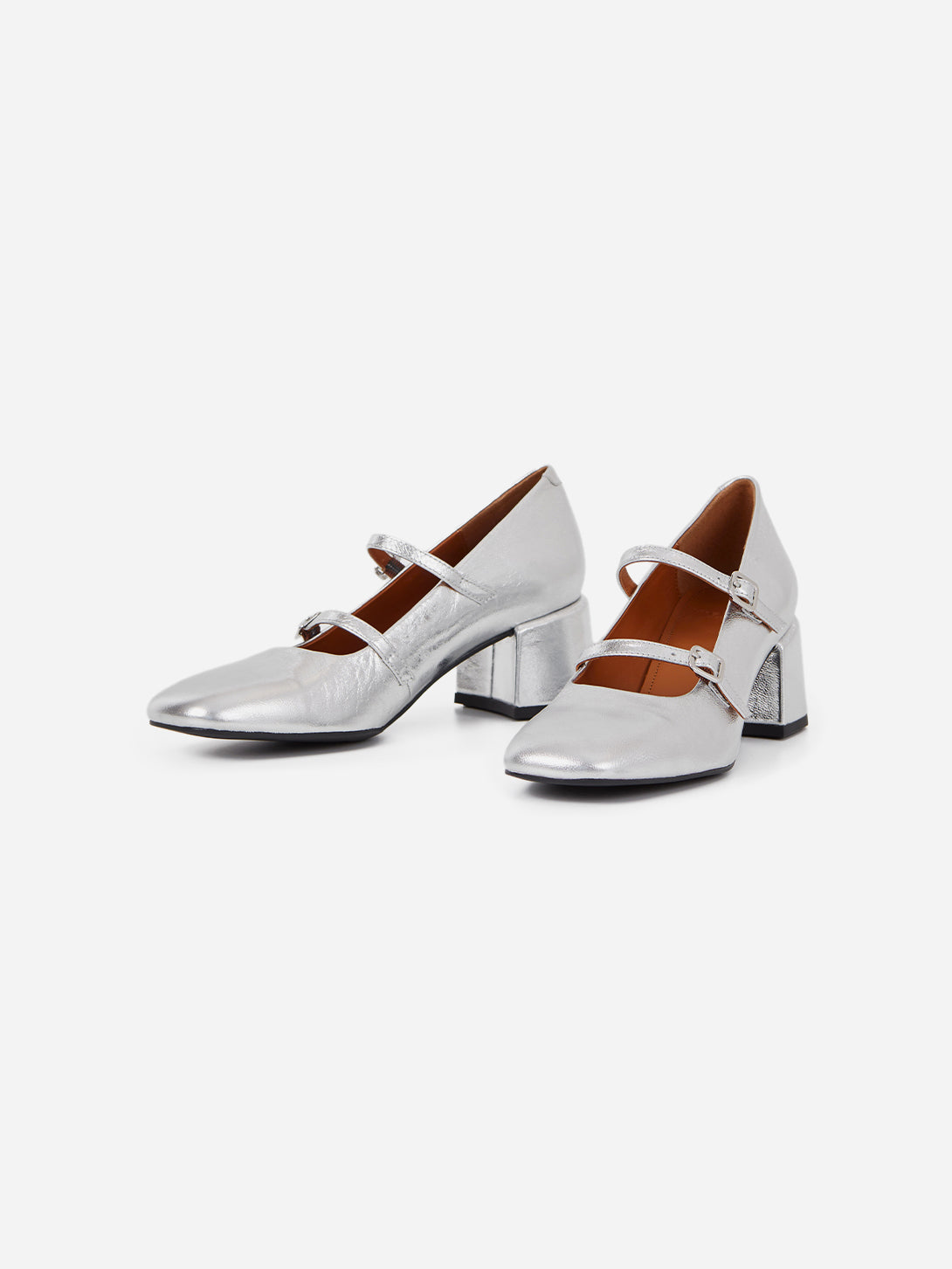 Silver Adison Buckle Fastening Block Heels Vagabond