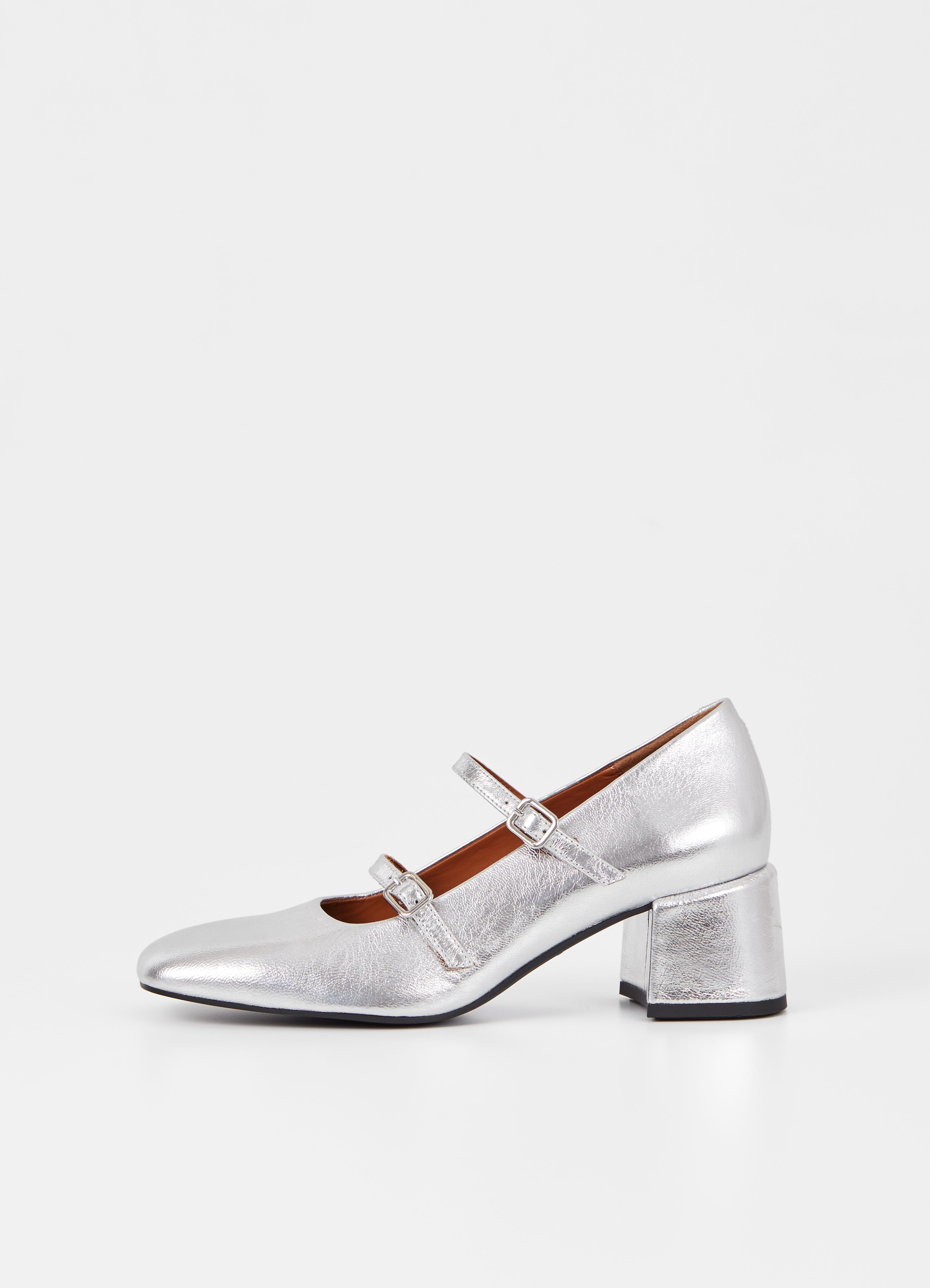 Silver Adison Buckle Fastening Block Heels Vagabond