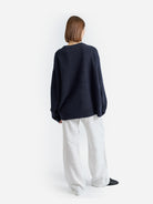 Navy Oversized Wool Cash Sweater Almina Concept
