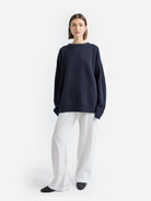Navy Oversized Wool Cash Sweater Almina Concept