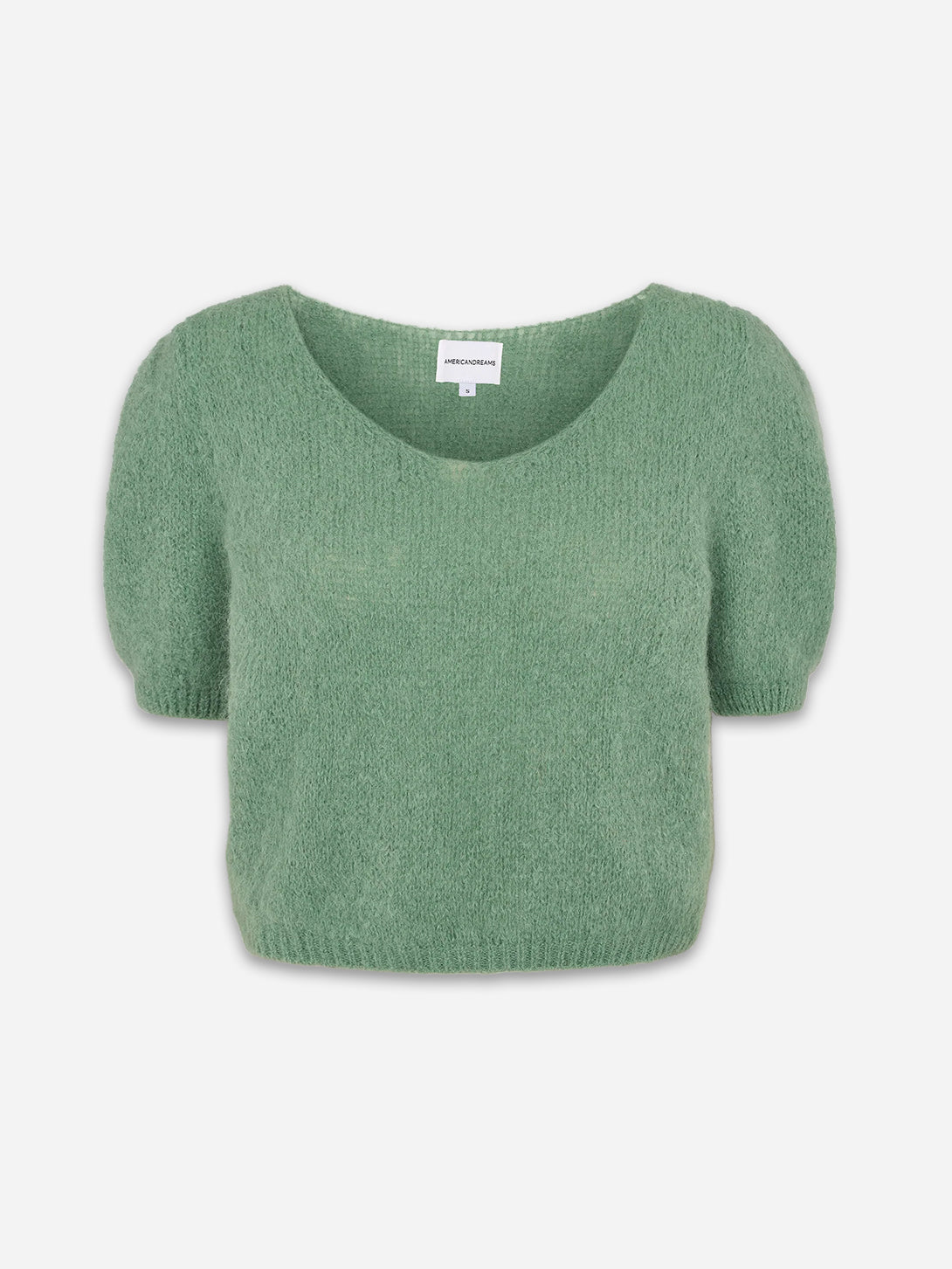 Dusty Green Lolanda Alpaca Womens American Dream Pullover Short Sweater Wool Cashmere 